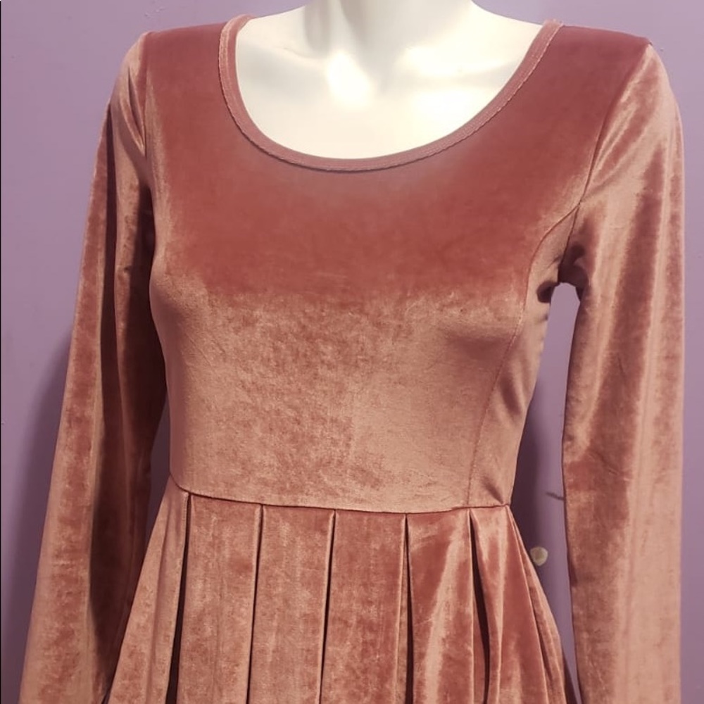 Talula Pink Crushed Velvet Skater Dress